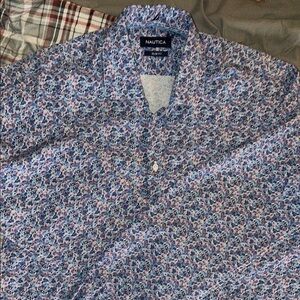 Nautica Men's Blue Floral Shirt